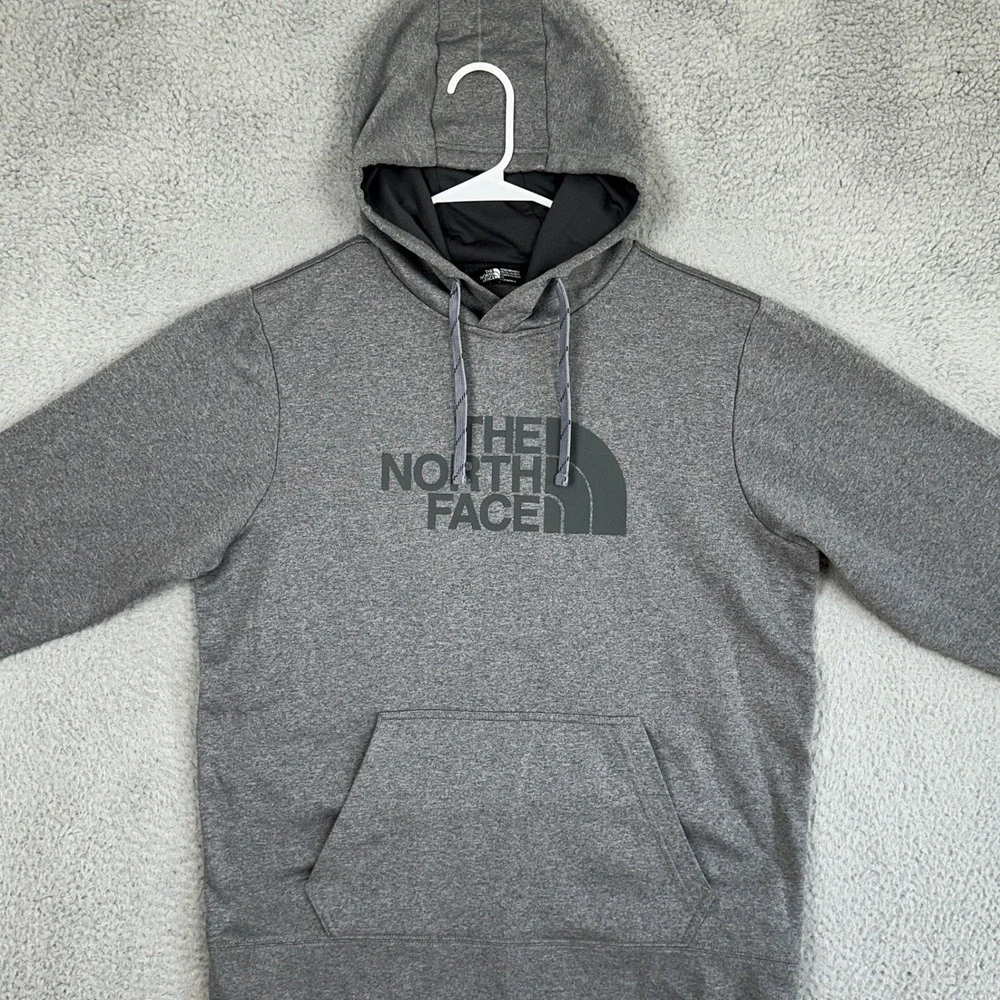 The North Face Hoodie Mens Large Grey Graphic Pullover Sweatshirt Drawstring